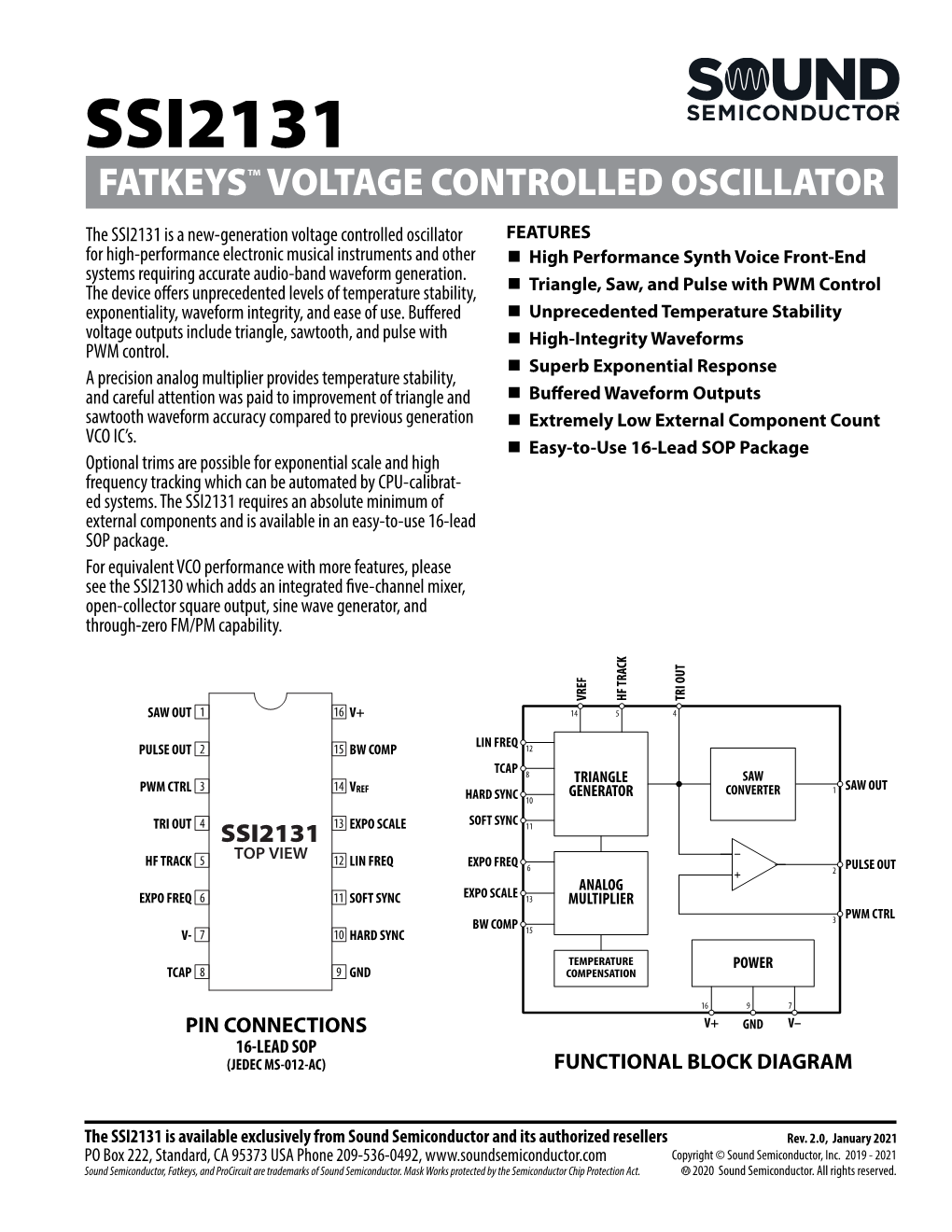 Ssi2131 Fatkeys™ Voltage Controlled Oscillator