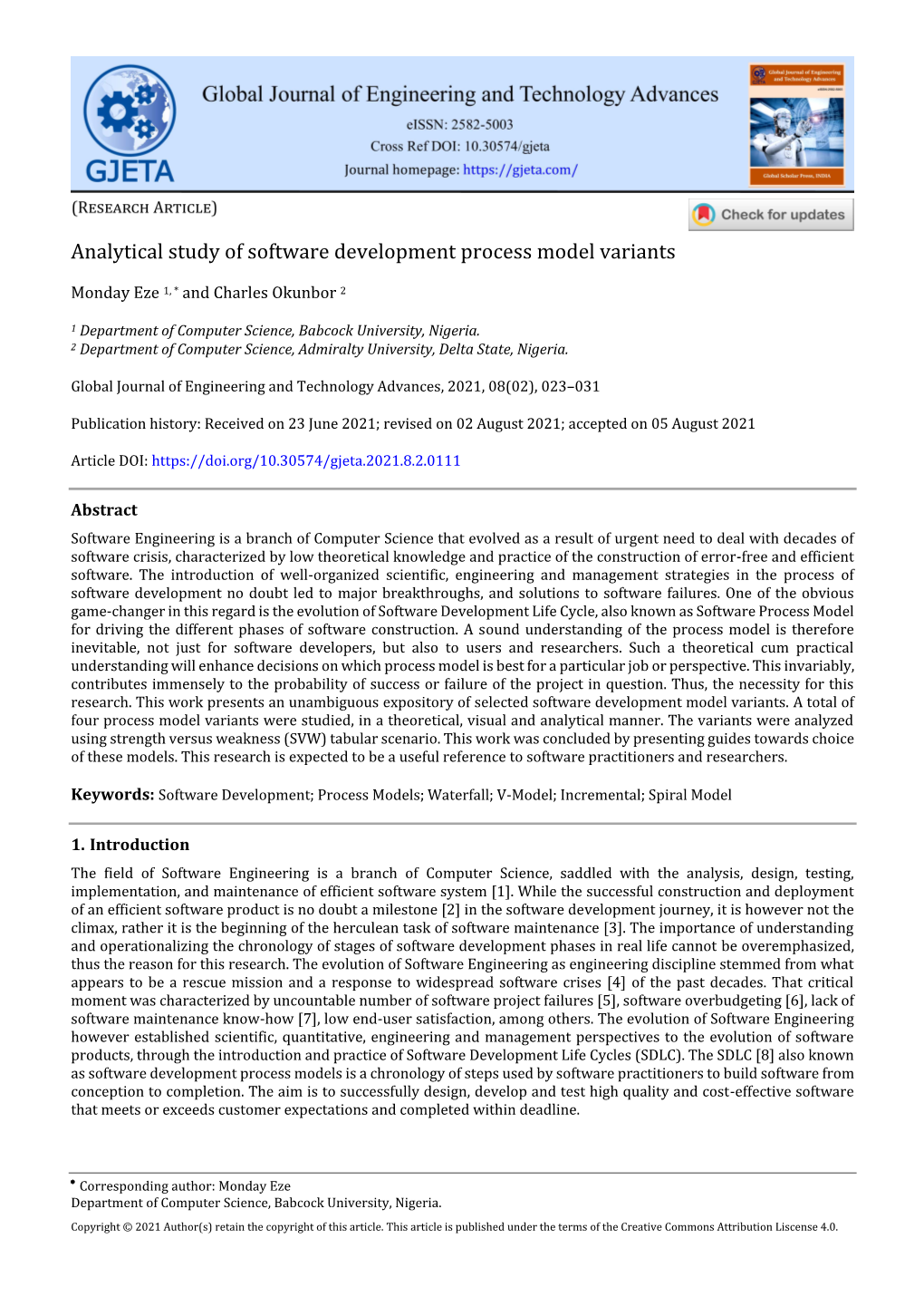 Analytical Study of Software Development Process Model Variants