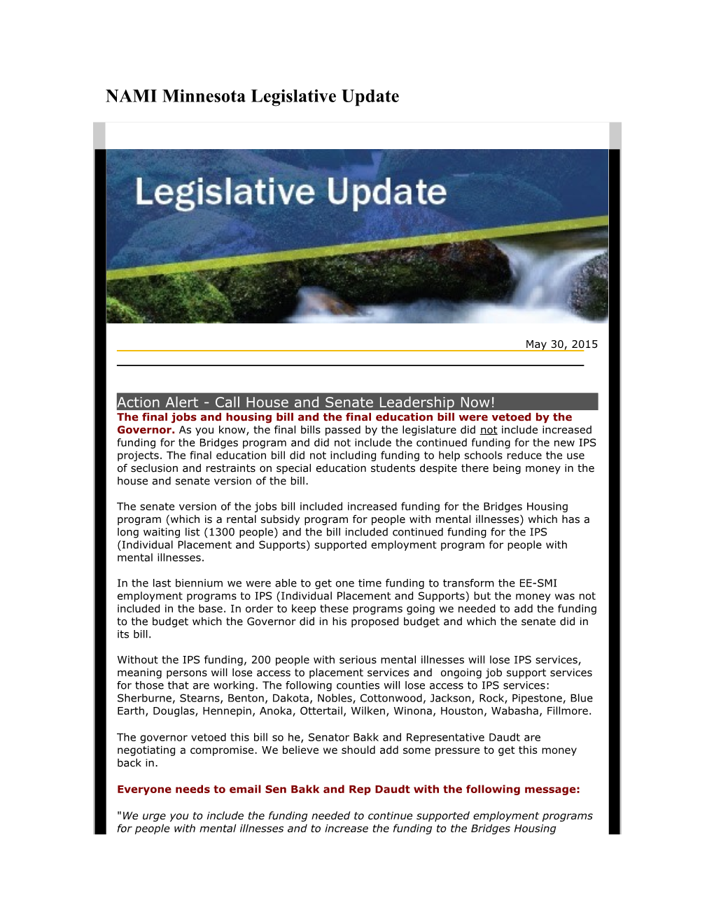 NAMI Minnesota Legislative Update s3