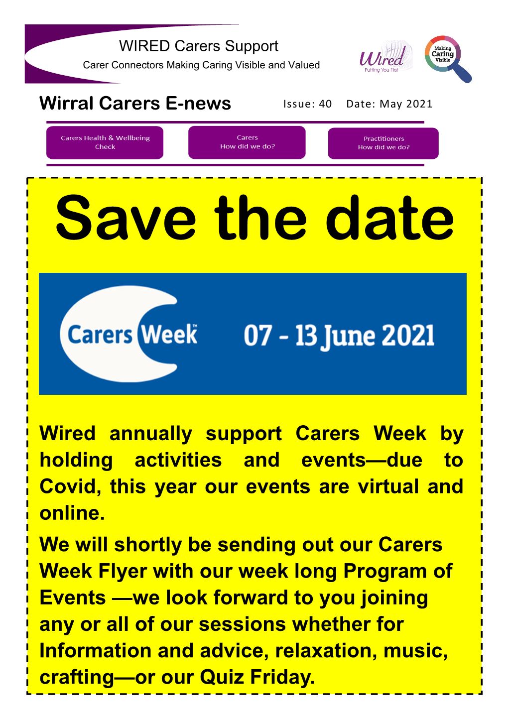 Wirral Carers E-News Issue 40 May 2021