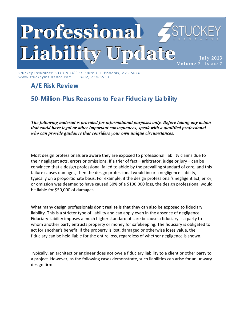 Professional Liability Update