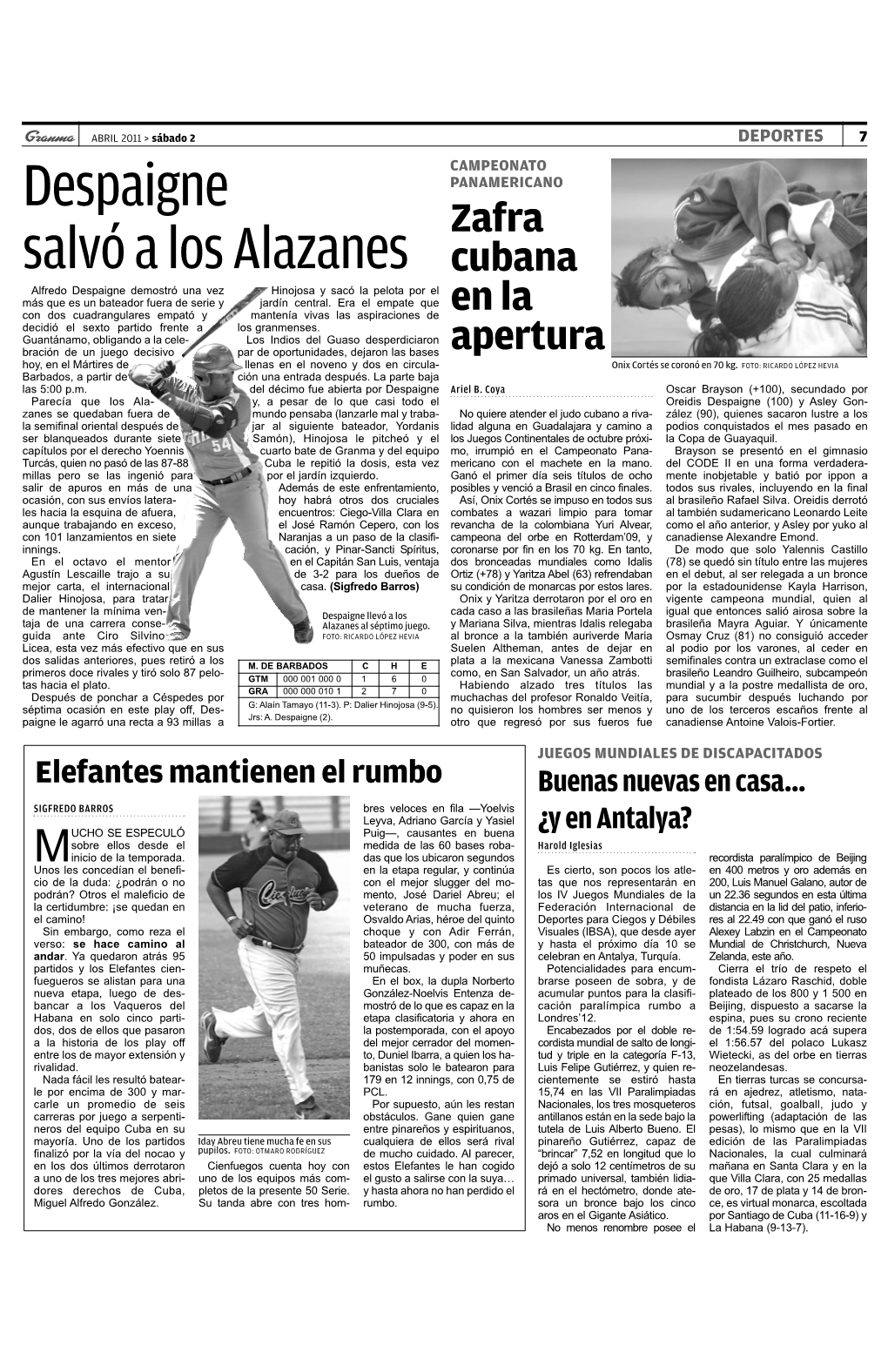 Despaigne Salvó a Los Alazanes