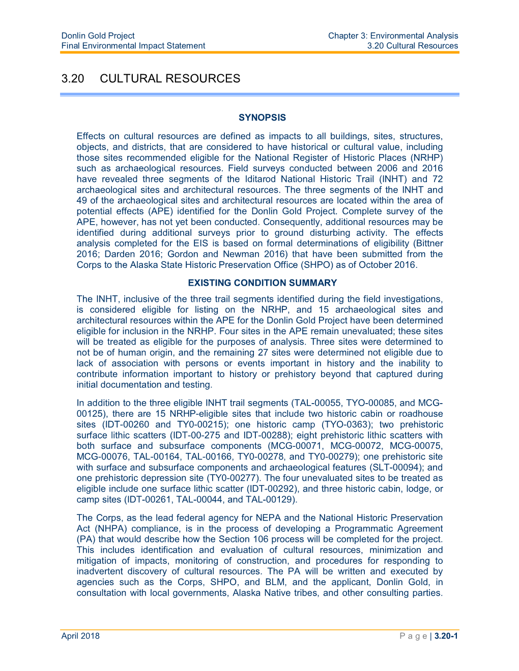 Donlin Gold Project, Final Environmental Impact Statement