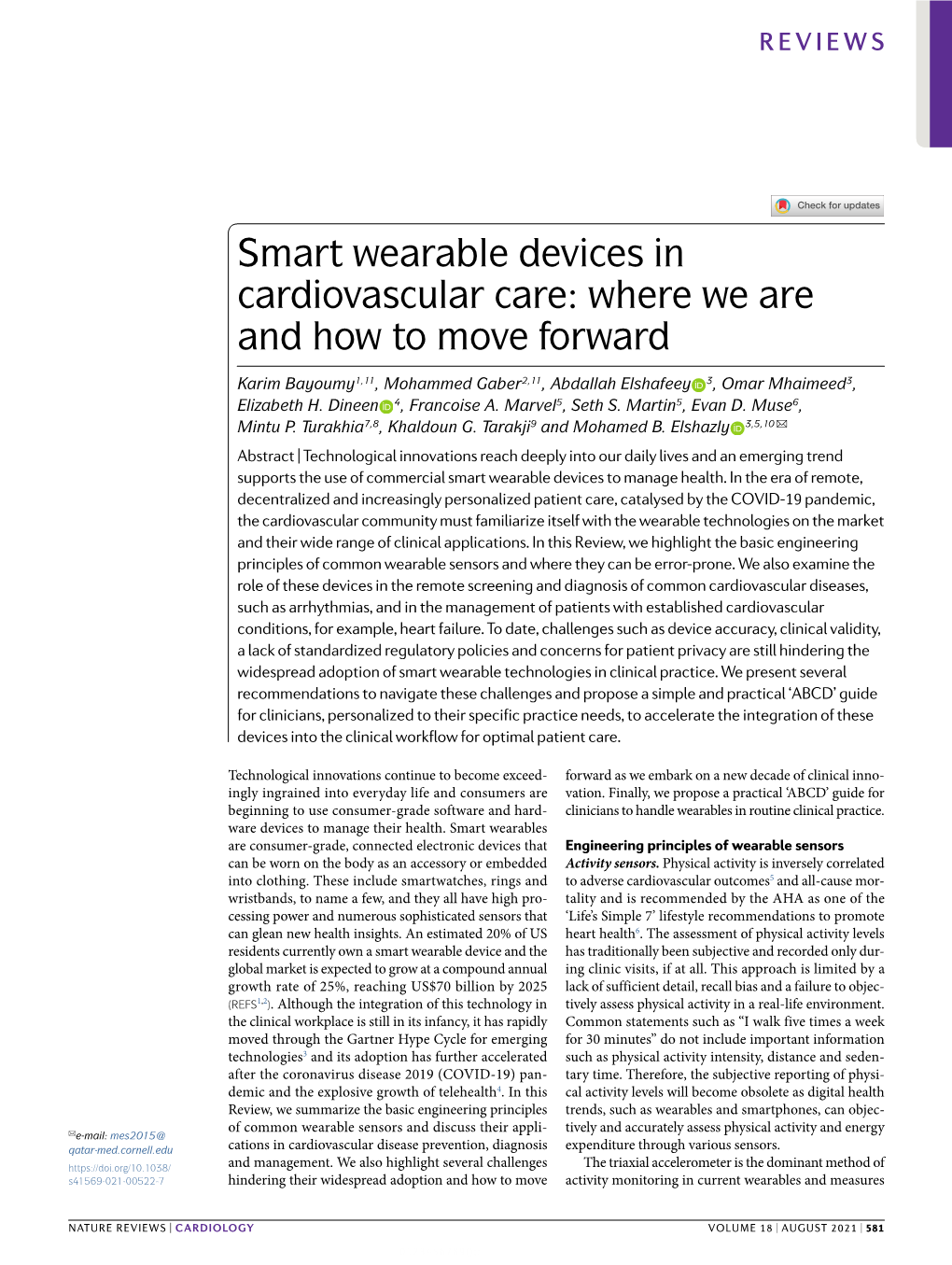 Smart Wearable Devices in Cardiovascular Care: Where We Are and How to Move Forward