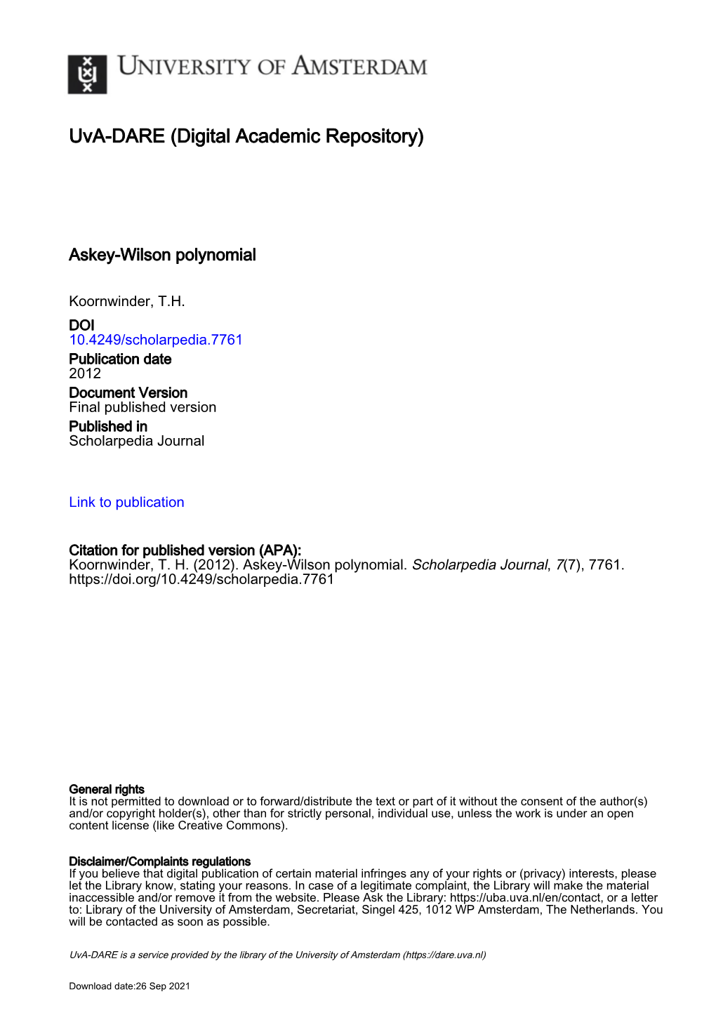 Askey-Wilson Polynomial