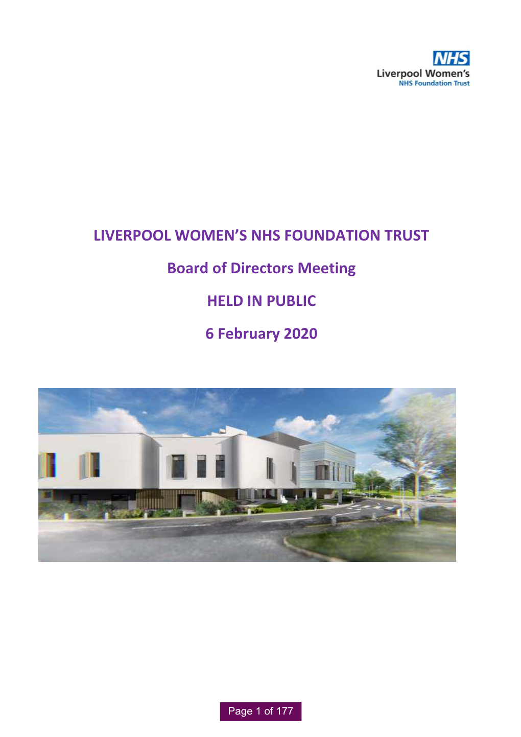 LIVERPOOL WOMEN's NHS FOUNDATION TRUST Board of Directors Meeting HELD in PUBLIC 6 February 2020