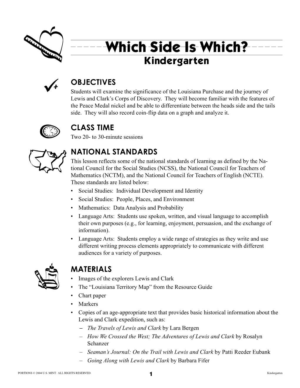 Peace Medal Nickel Lesson Plans, Kindergarten