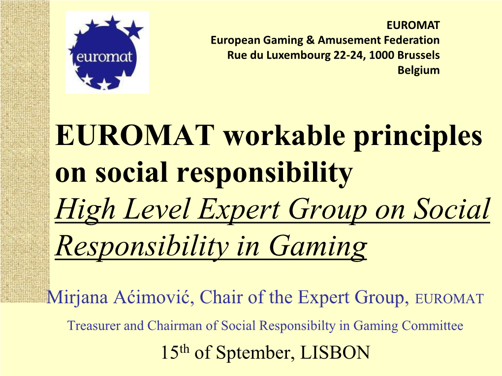 Euromat's Social Responsibility Expert Group