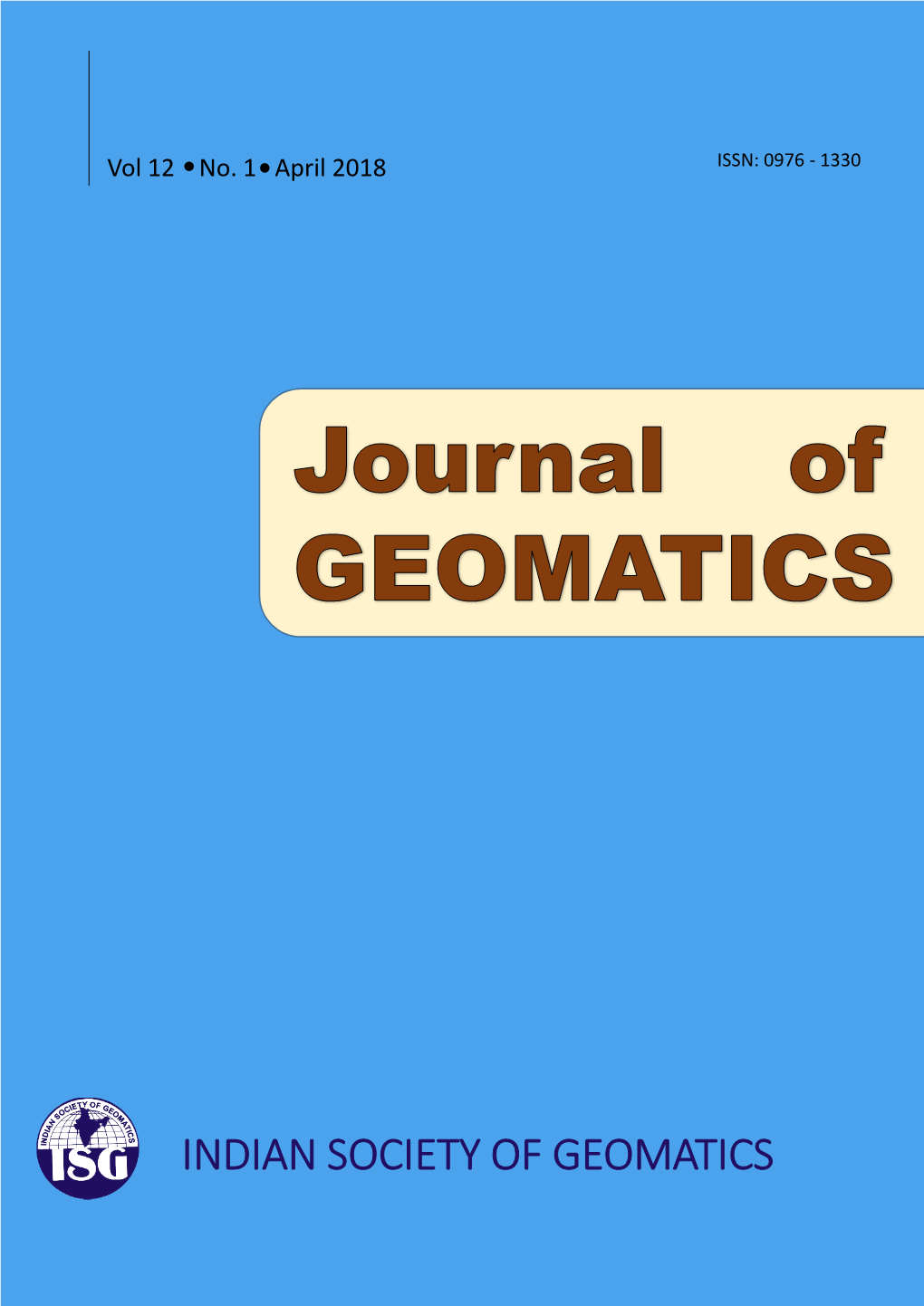 INDIAN SOCIETY of GEOMATICS I Journal of Geomatics Vol