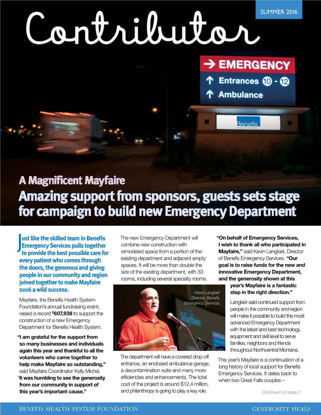 Amazing Support from Sponsors, Guests Sets Stage for Campaign to Build New Emergency Department