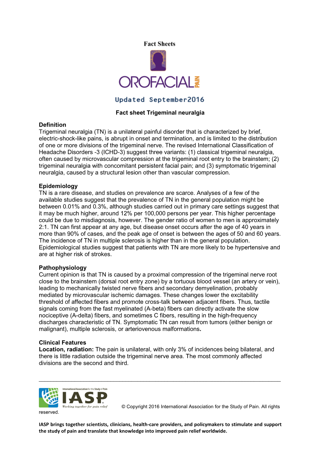 Fact Sheet Trigeminal Neuralgia Definition Trigeminal Neuralgia (TN