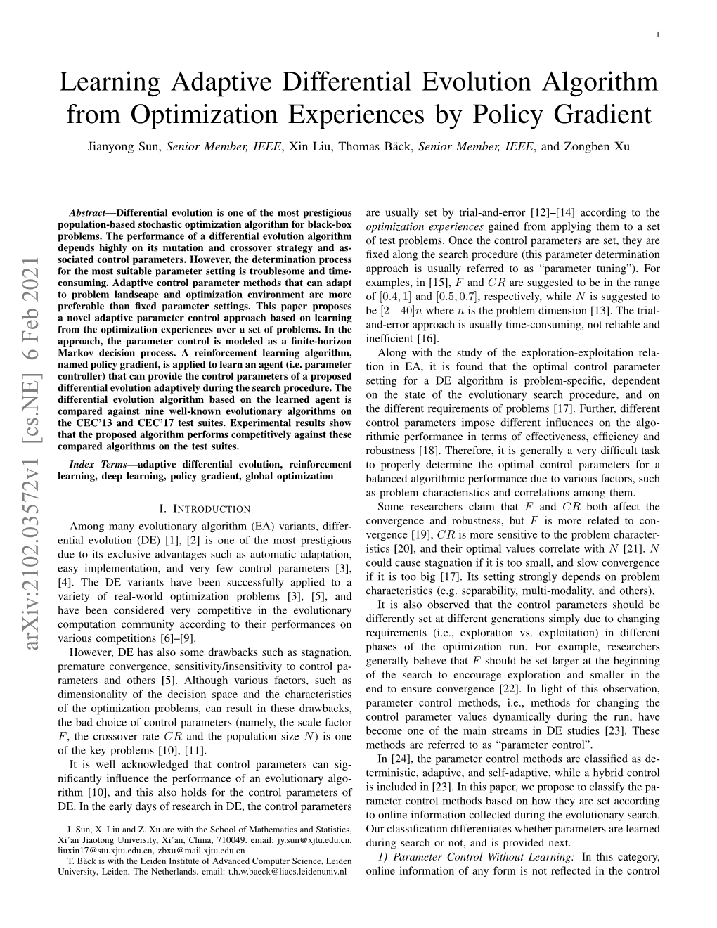 Learning Adaptive Differential Evolution Algorithm From