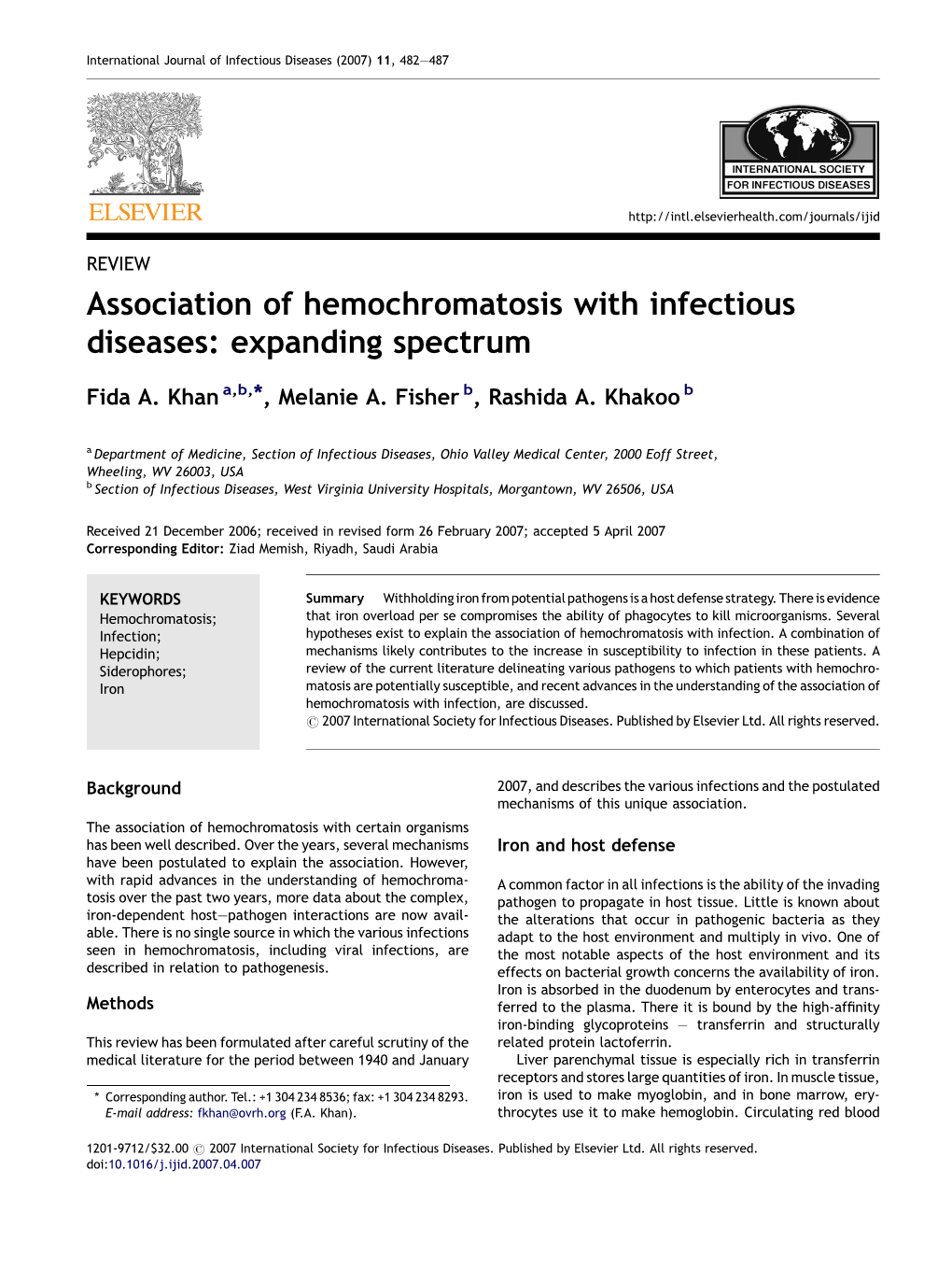 Association of Hemochromatosis with Infectious Diseases: Expanding Spectrum