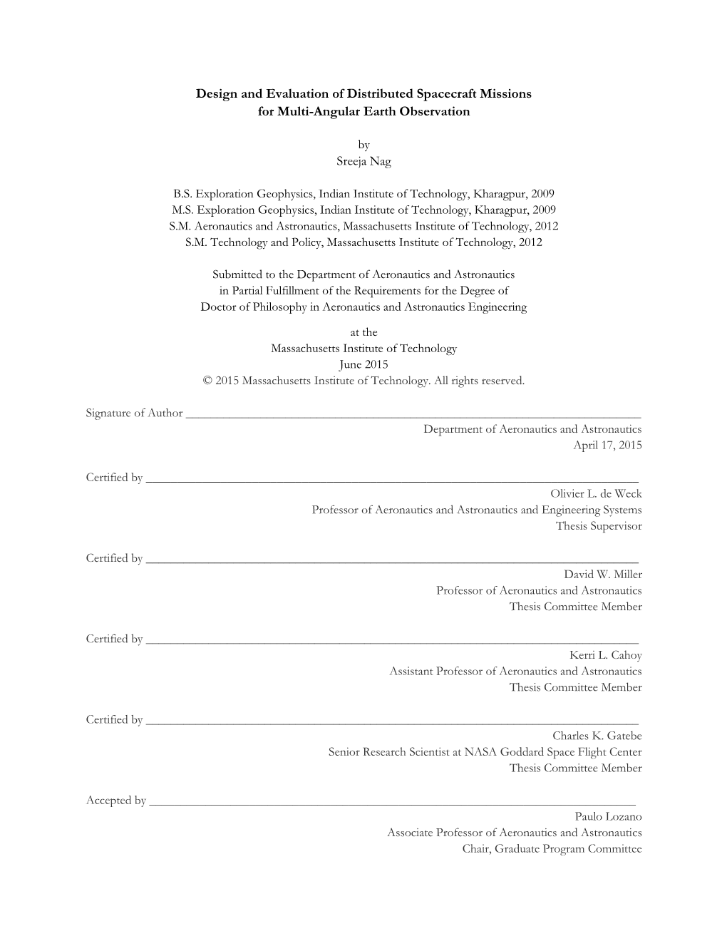 Design and Evaluation of Distributed Spacecraft Missions for Multi-Angular Earth Observation