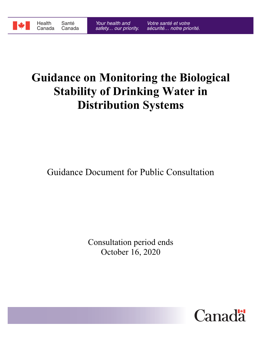 Guidance on Monitoring the Biological Stability of Drinking Water in Distribution Systems