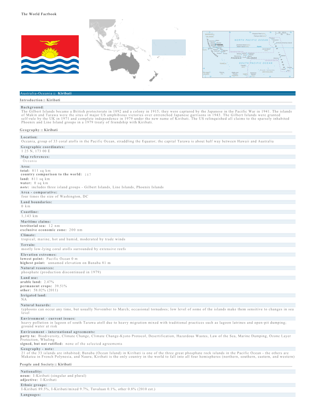 The World Factbook Australia-Oceania :: Kiribati Introduction