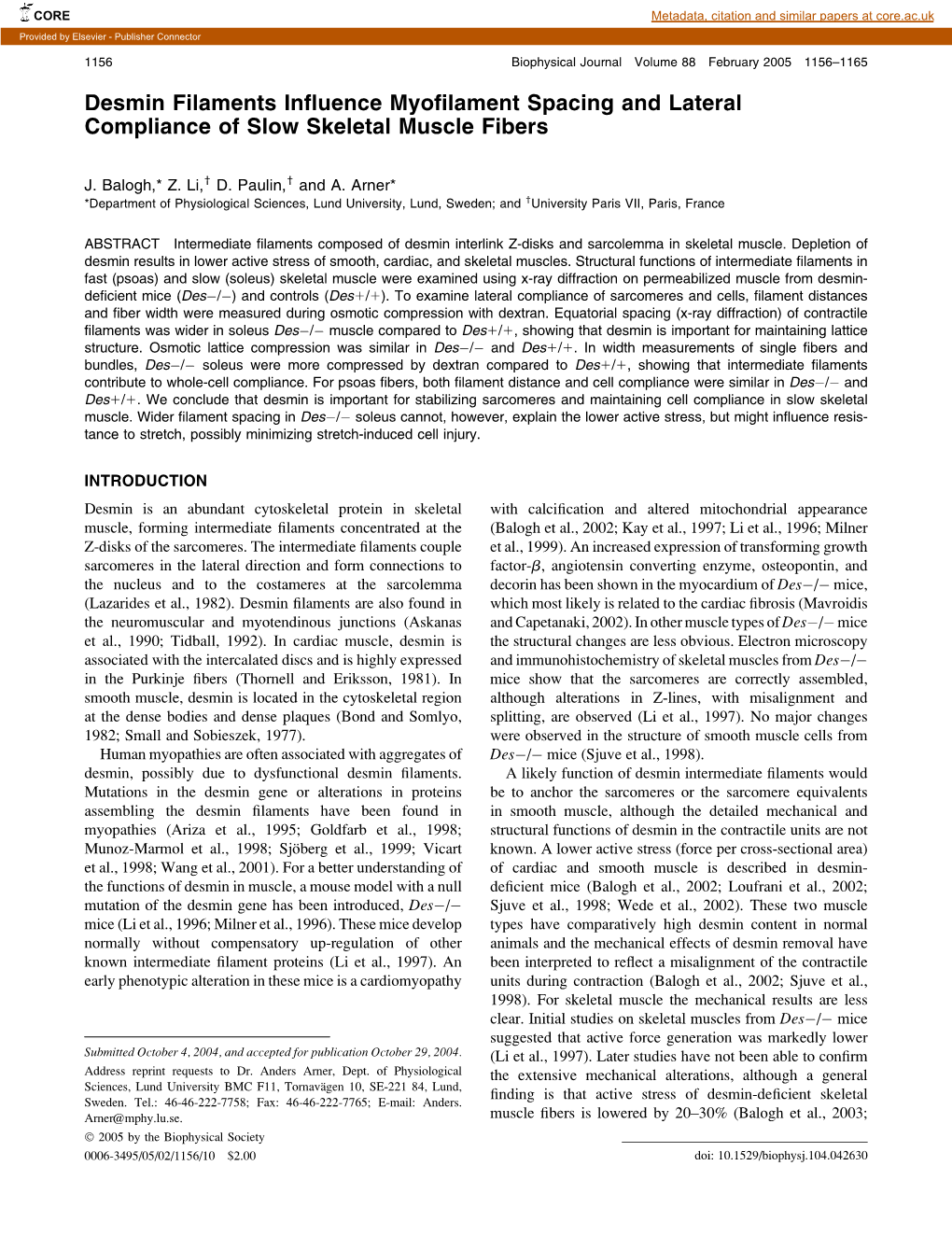 Desmin Filaments Influence Myofilament Spacing and Lateral