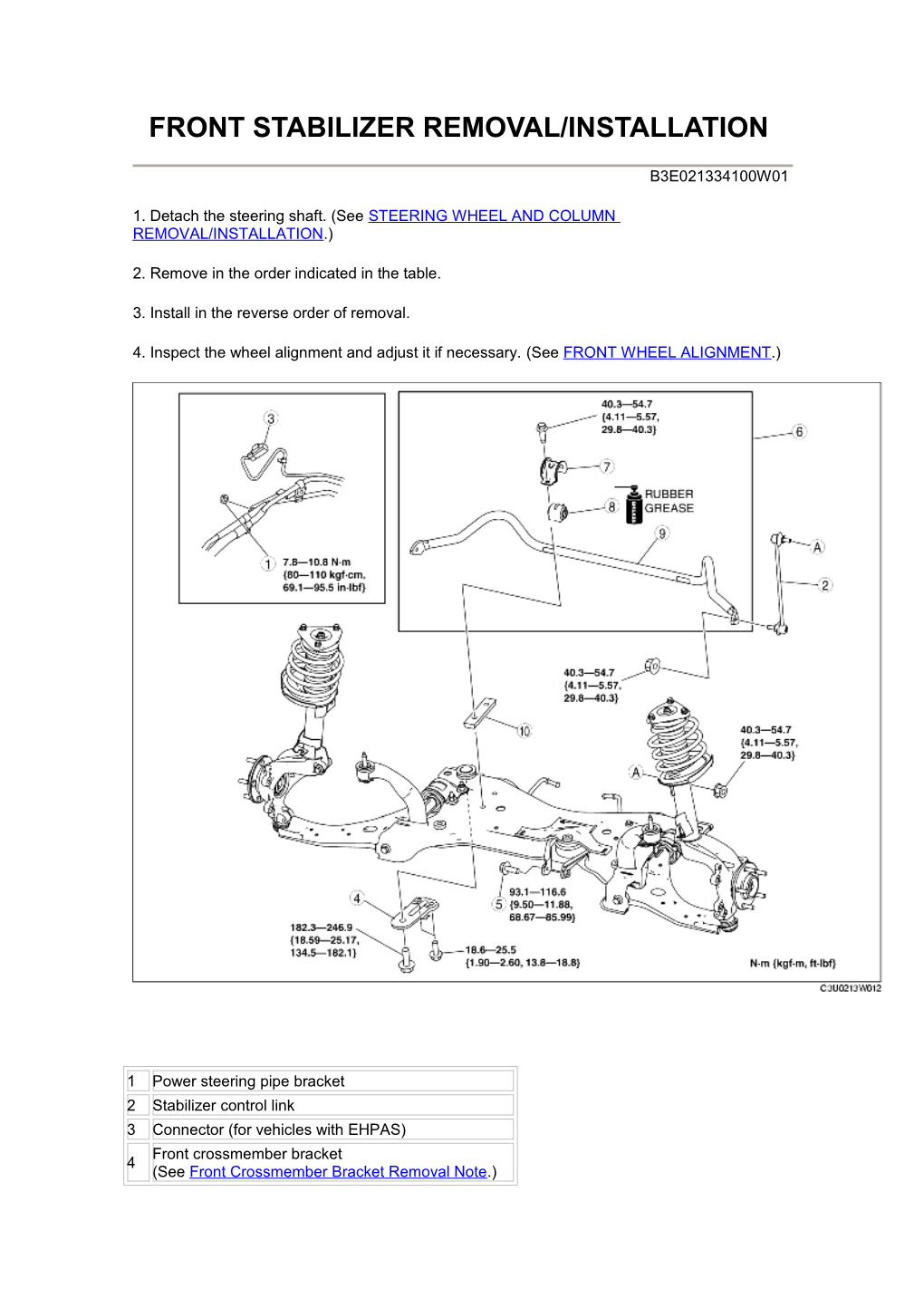 Front Stabilizer Removal/Installation