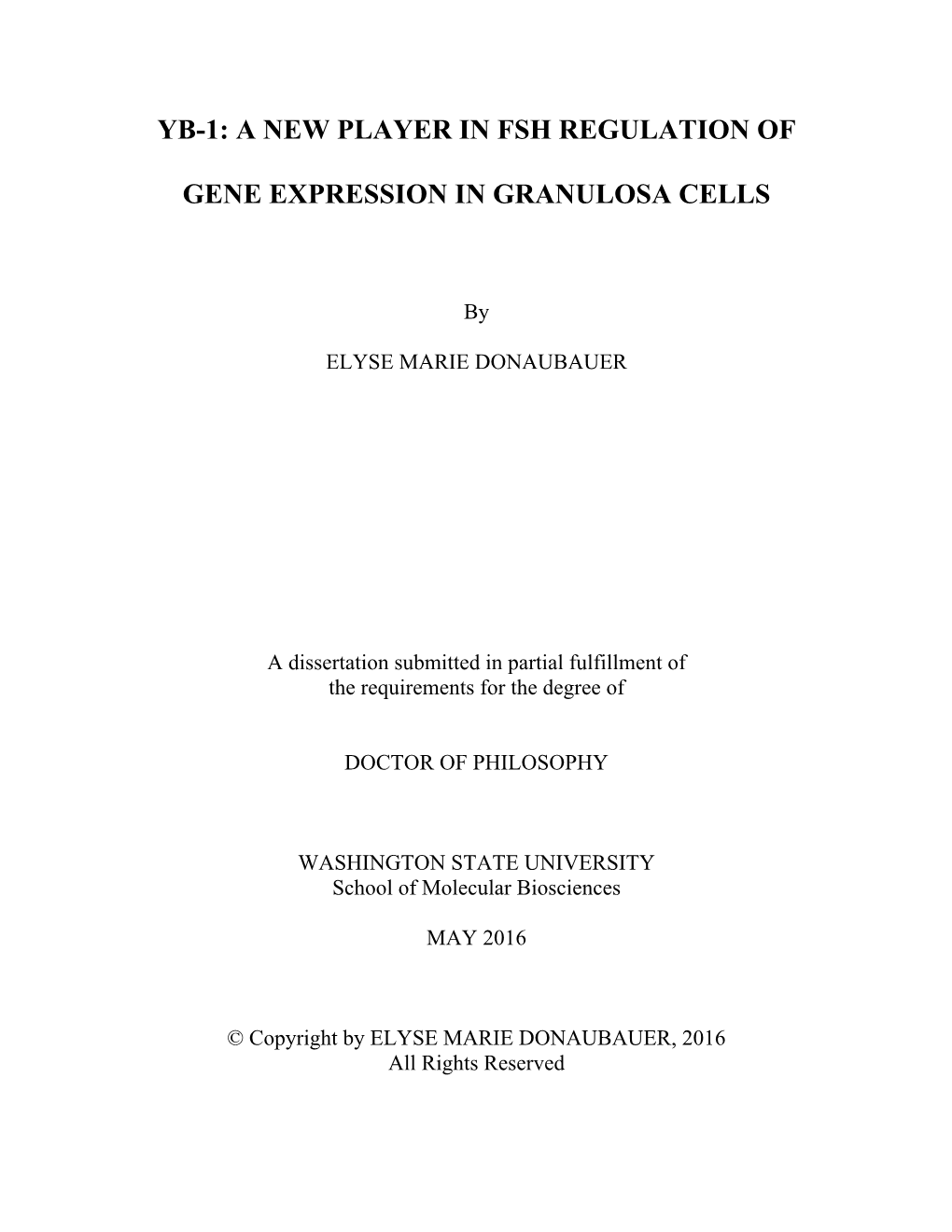 Yb-1: a New Player in Fsh Regulation of Gene