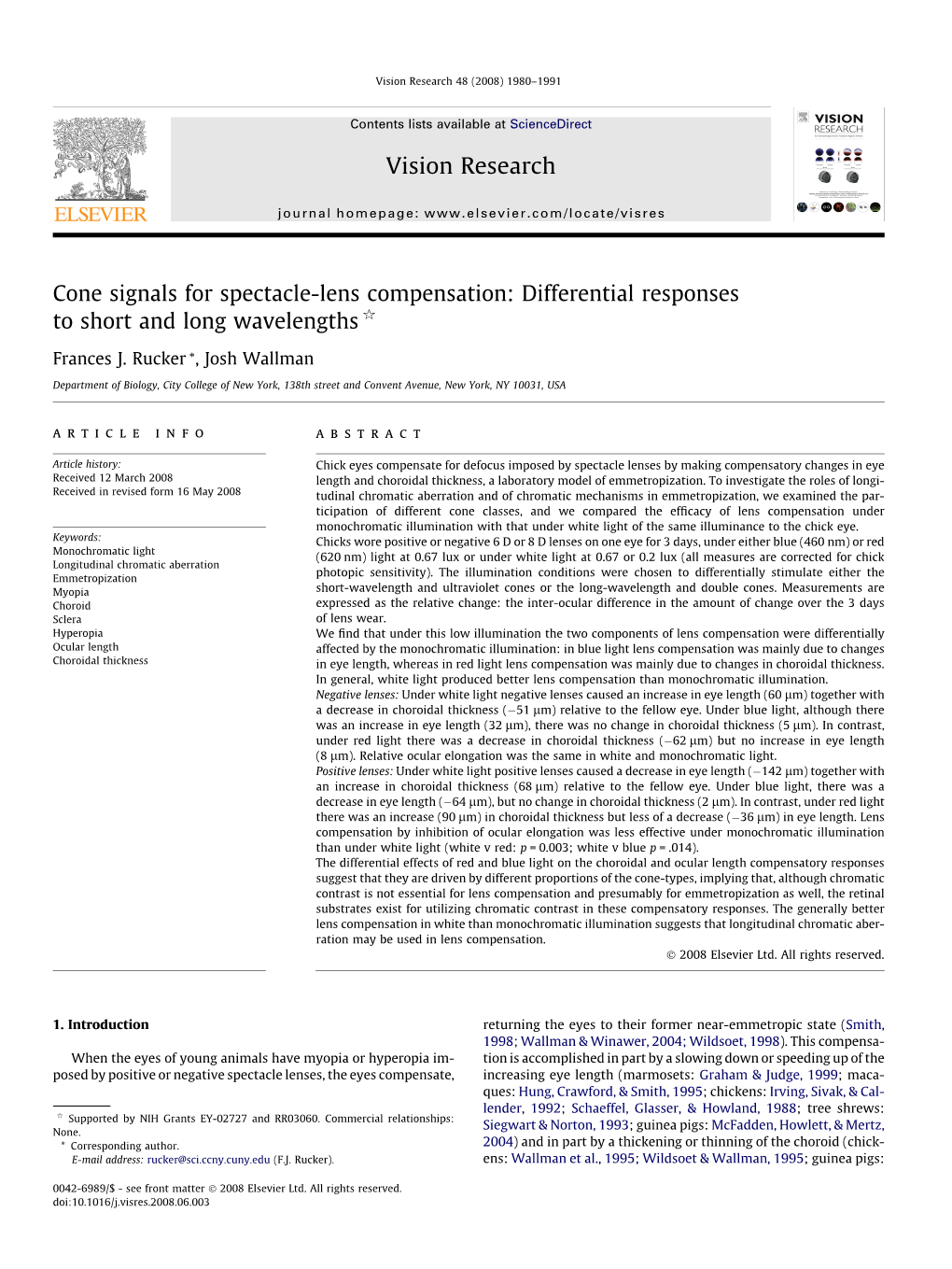 Cone Signals for Spectacle-Lens Compensation: Differential Responses to Short and Long Wavelengths Q