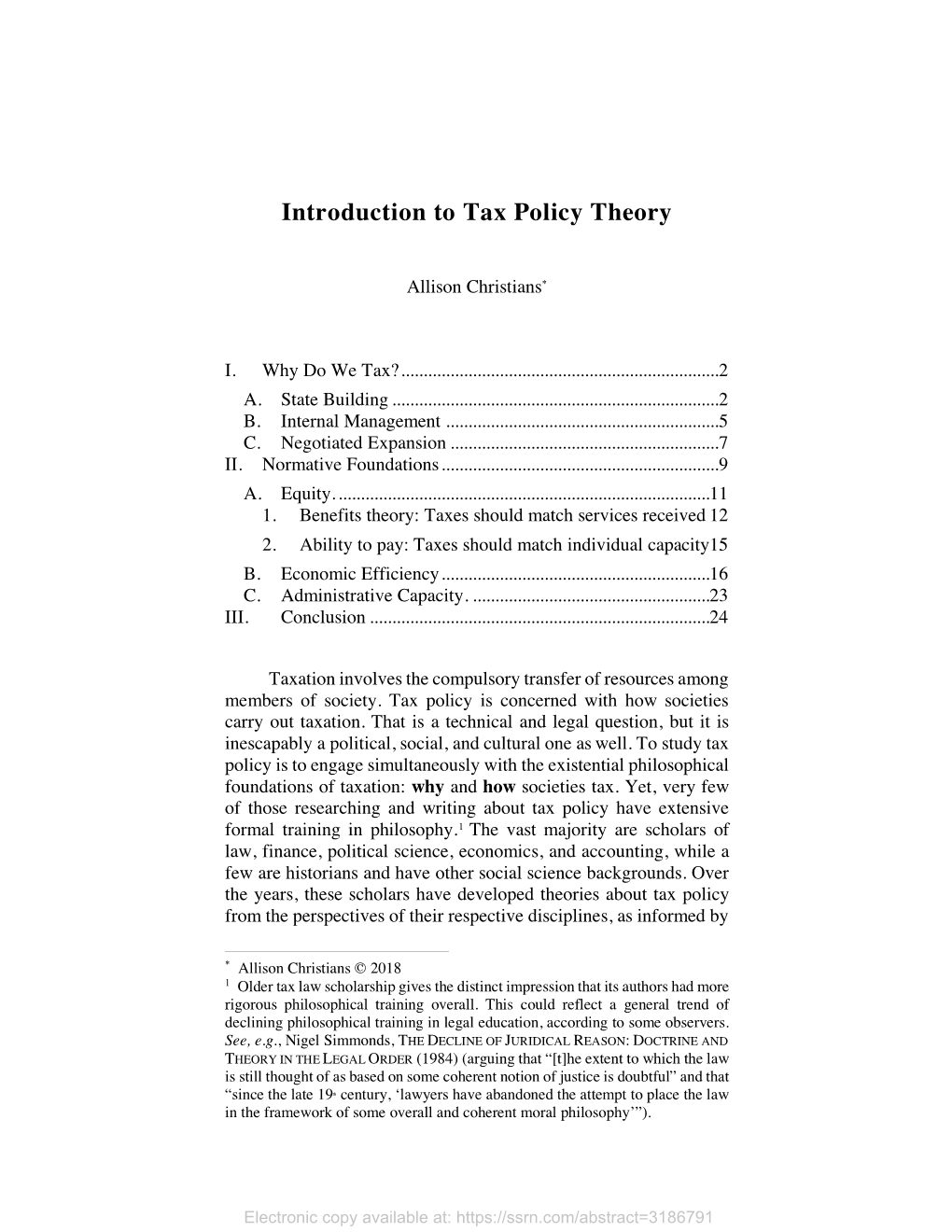 Introduction to Tax Policy Theory