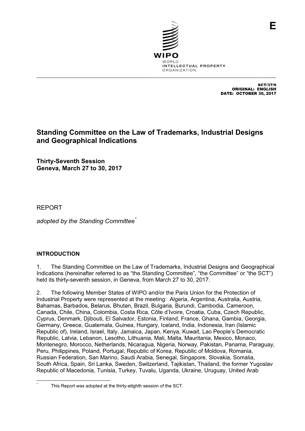 Standing Committee on the Law of Trademarks, Industrial Designs and Geographical Indications