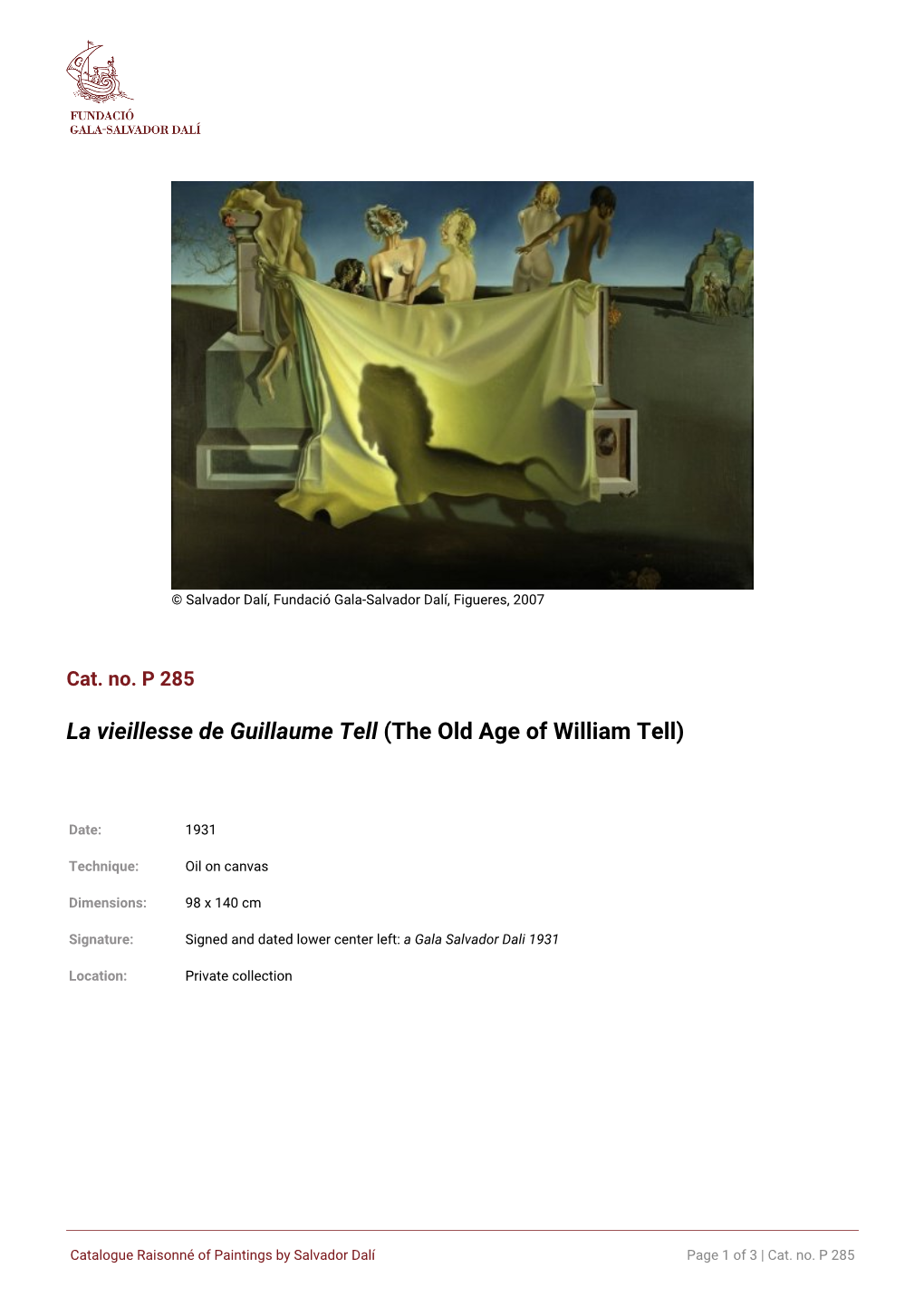 La Vieillesse De Guillaume Tell (The Old Age of William Tell)