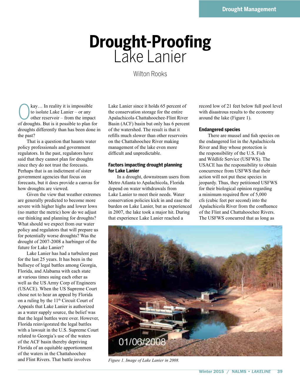 Drought-Proofing Lake Lanier Wilton Rooks