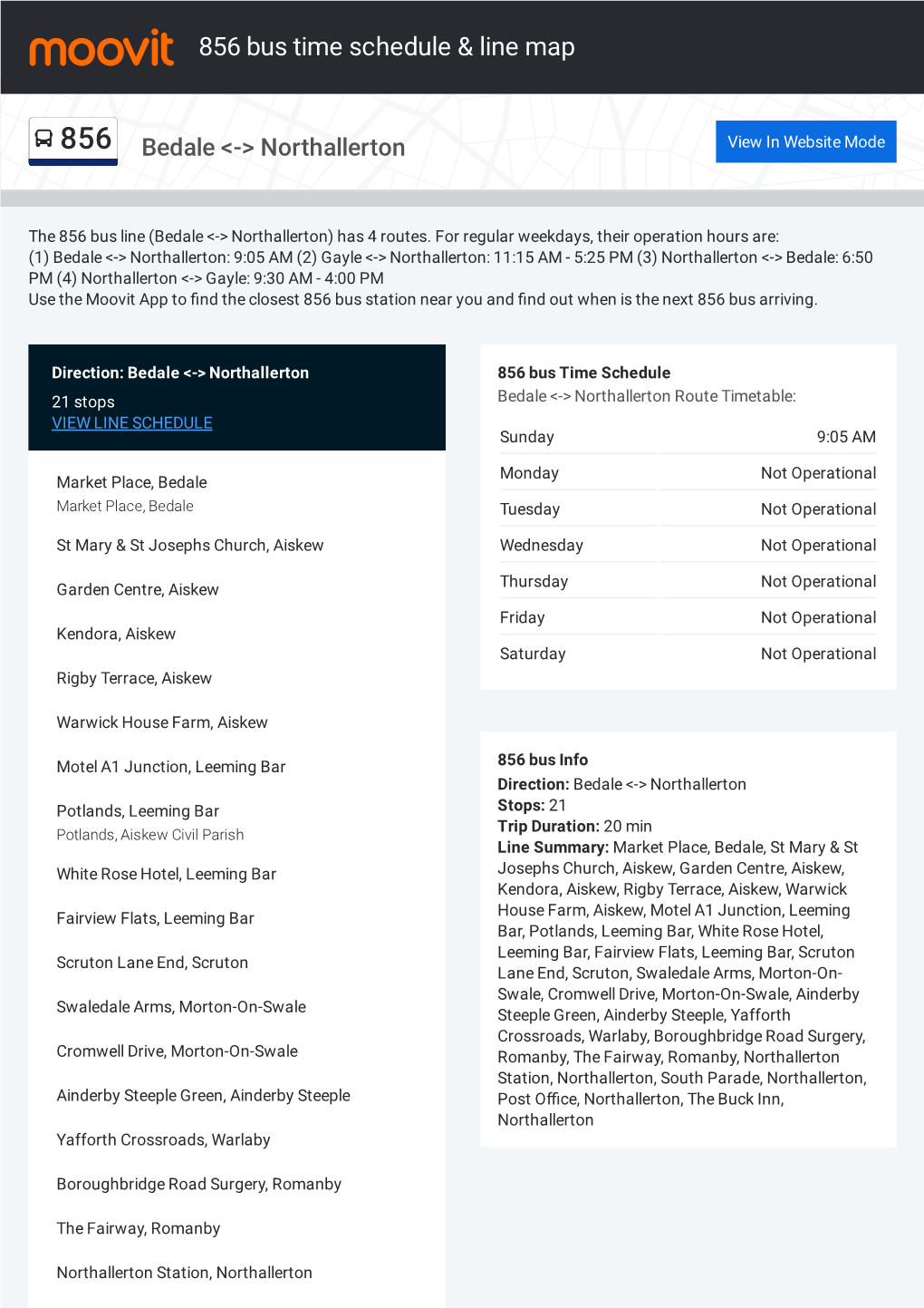 856 Bus Time Schedule & Line Route