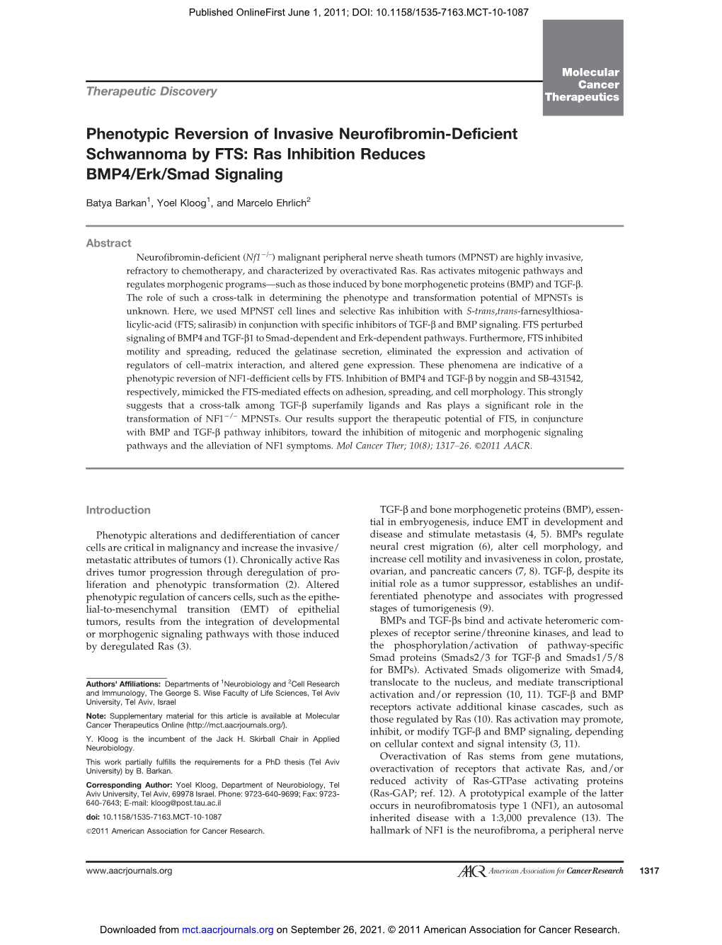 Ras Inhibition Reduces BMP4/Erk/Smad Signaling