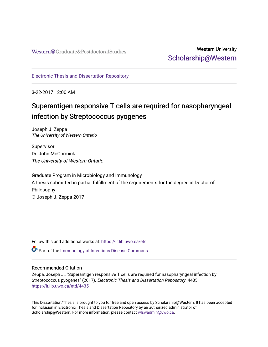 Superantigen Responsive T Cells Are Required for Nasopharyngeal Infection by Streptococcus Pyogenes