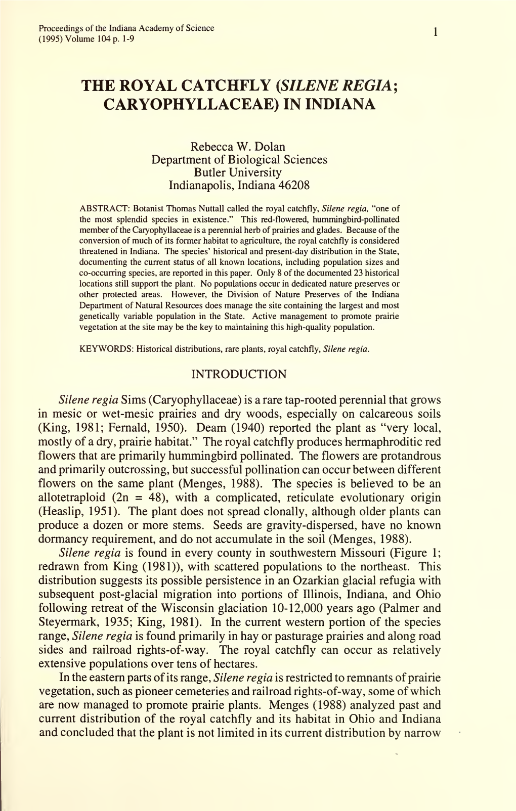 Proceedings of the Indiana Academy of Science