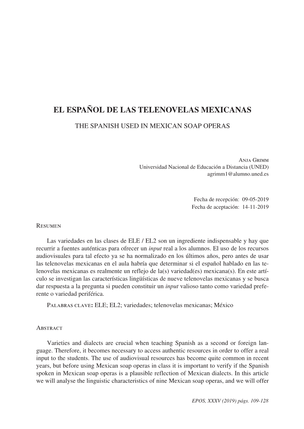 El Español De Las Telenovelas Mexicanas