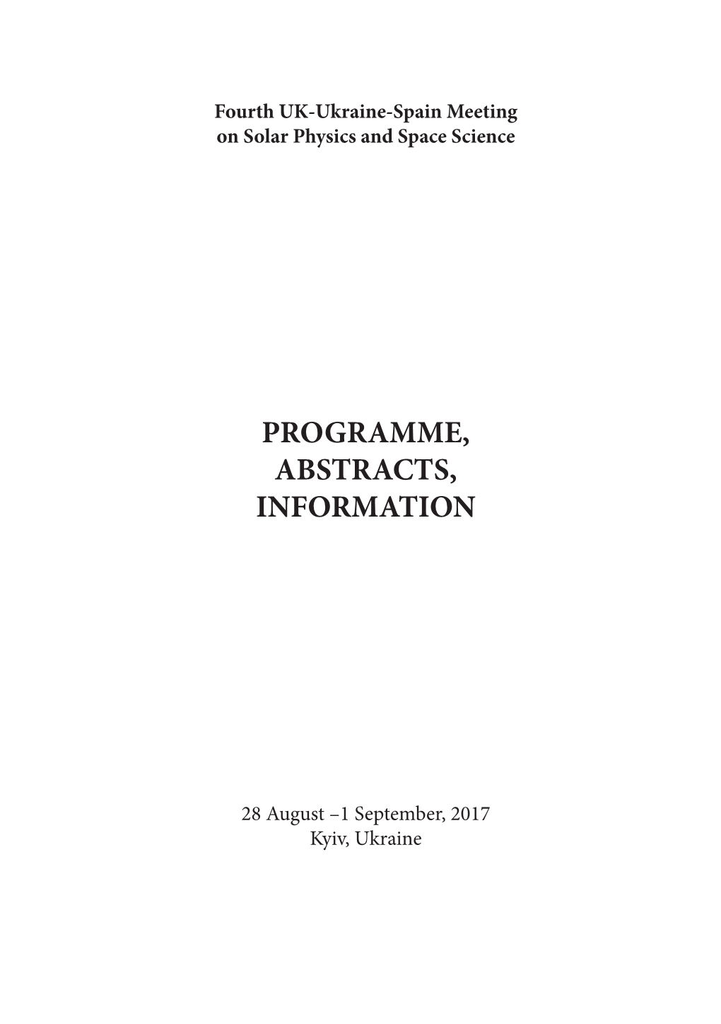 Programme, Abstracts, Information