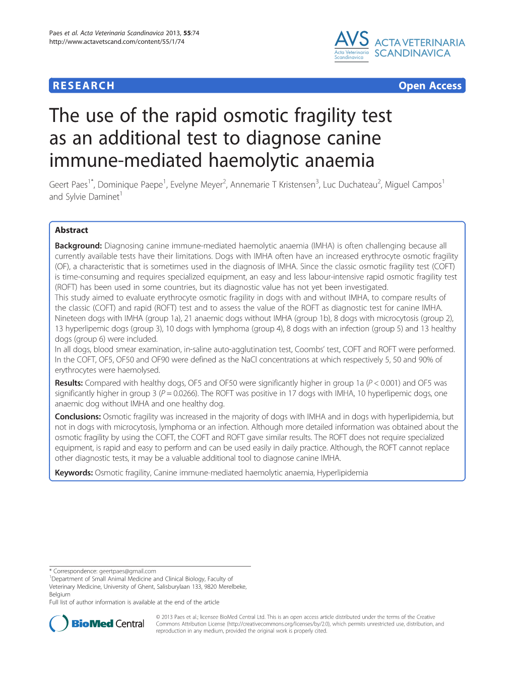 The Use of the Rapid Osmotic Fragility Test As an Additional Test To