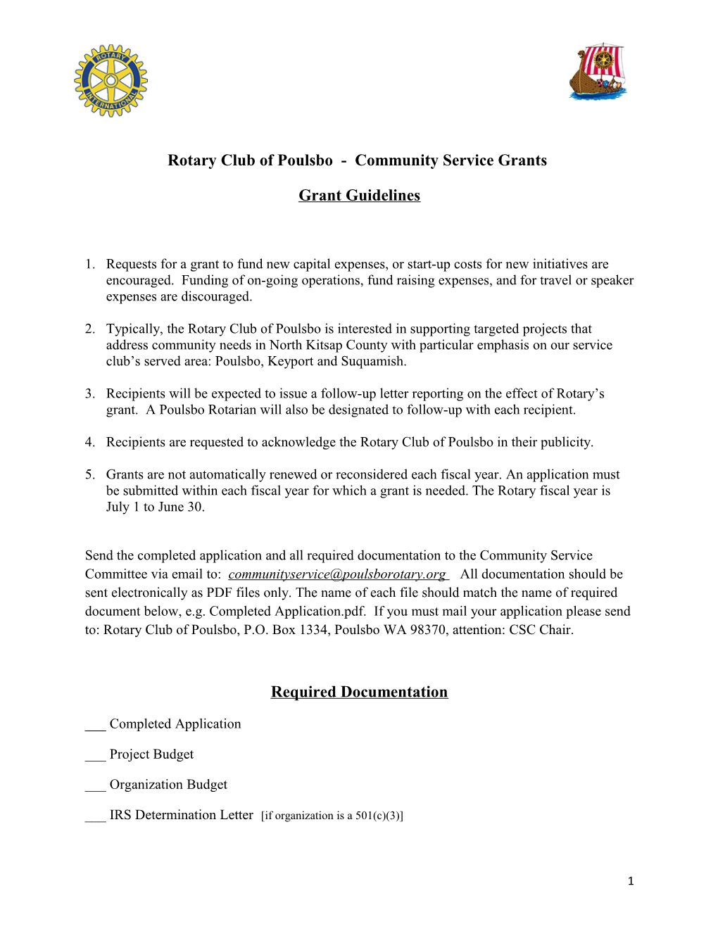 Rotary Club of Poulsbo - Community Service Grants