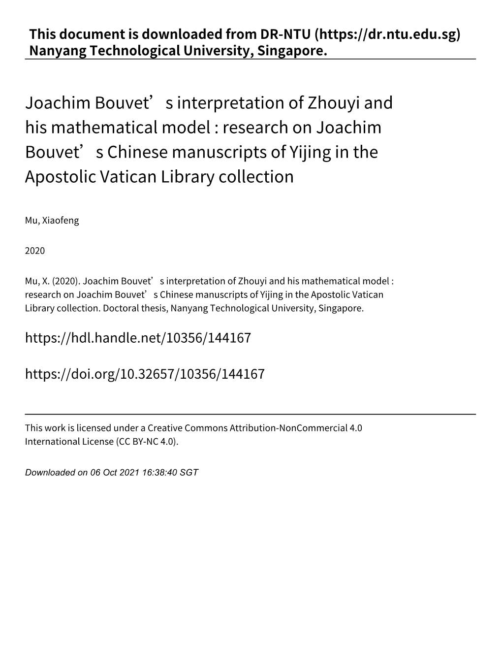 Research on Joachim Bouvet's Chinese