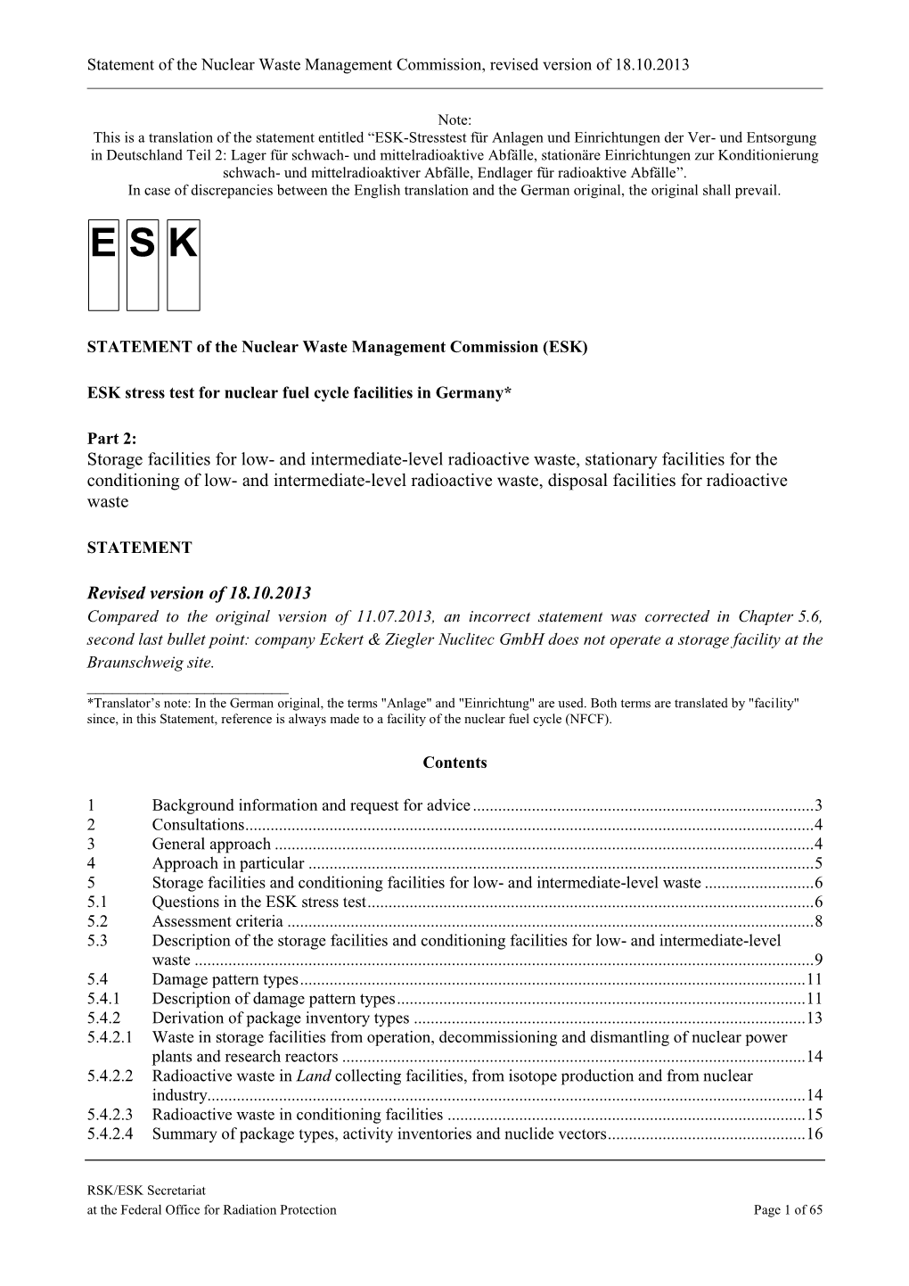 And Intermediate-Level Radioactive Waste, Stationary Facilities for The