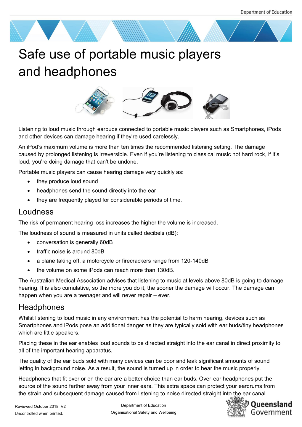 Safe Use of Portable Music Players and Headphones