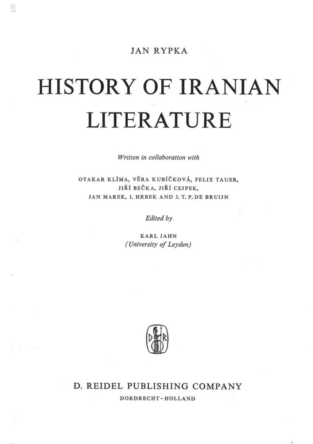 History of Iranian Literature