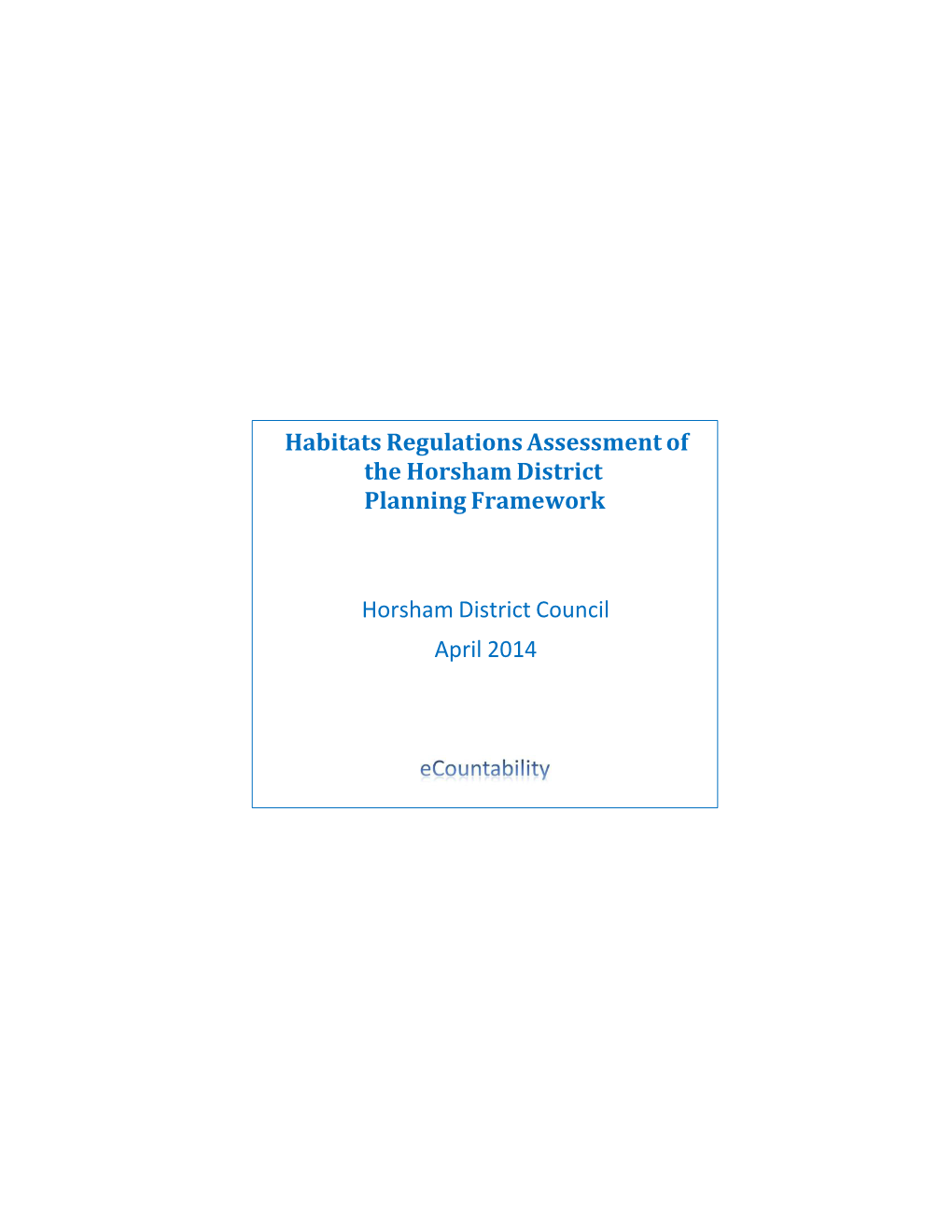 Habitat Regulation Assessment