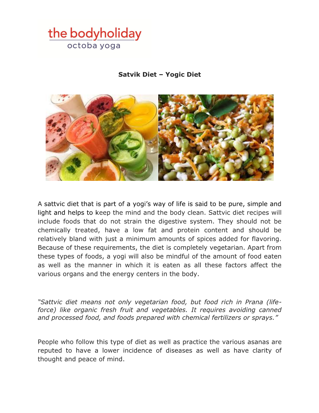 Satvik Diet – Yogic Diet