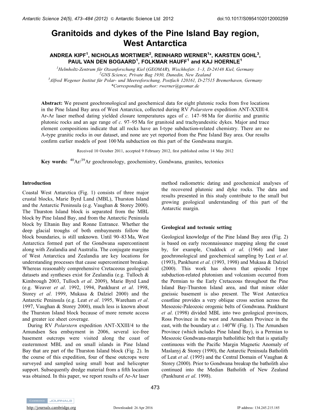 Granitoids and Dykes of the Pine Island Bay Region, West Antarctica