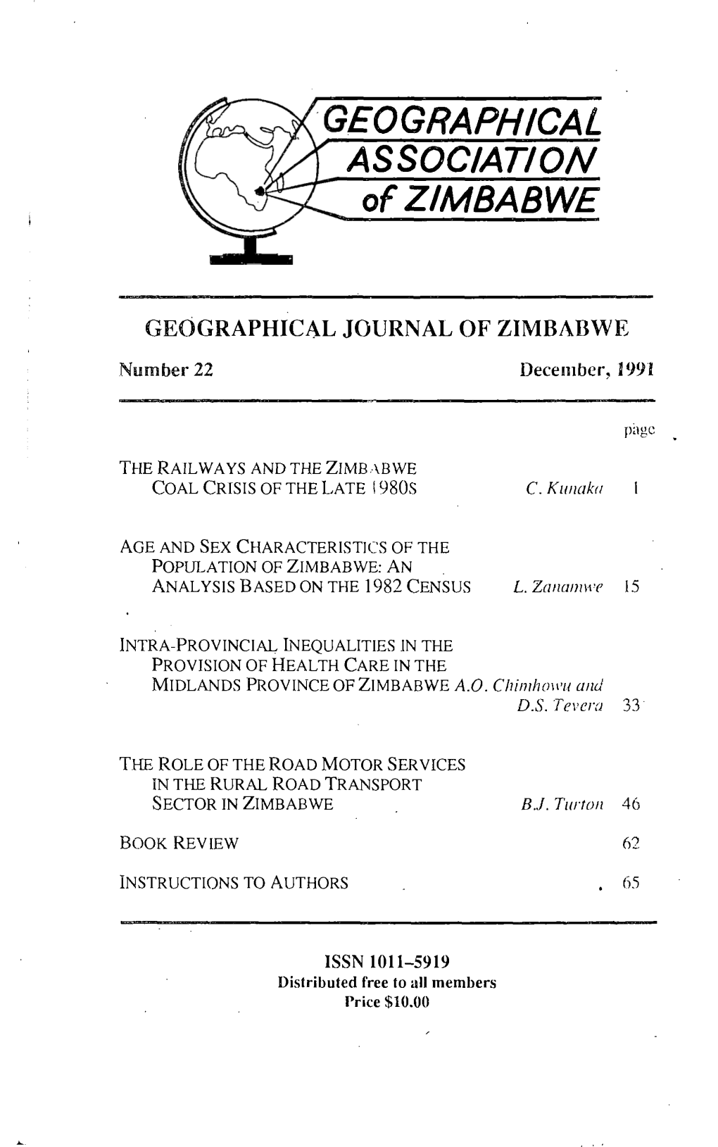 GEOGRAPHICAL ASSOCIATION . of ZIMBABWE