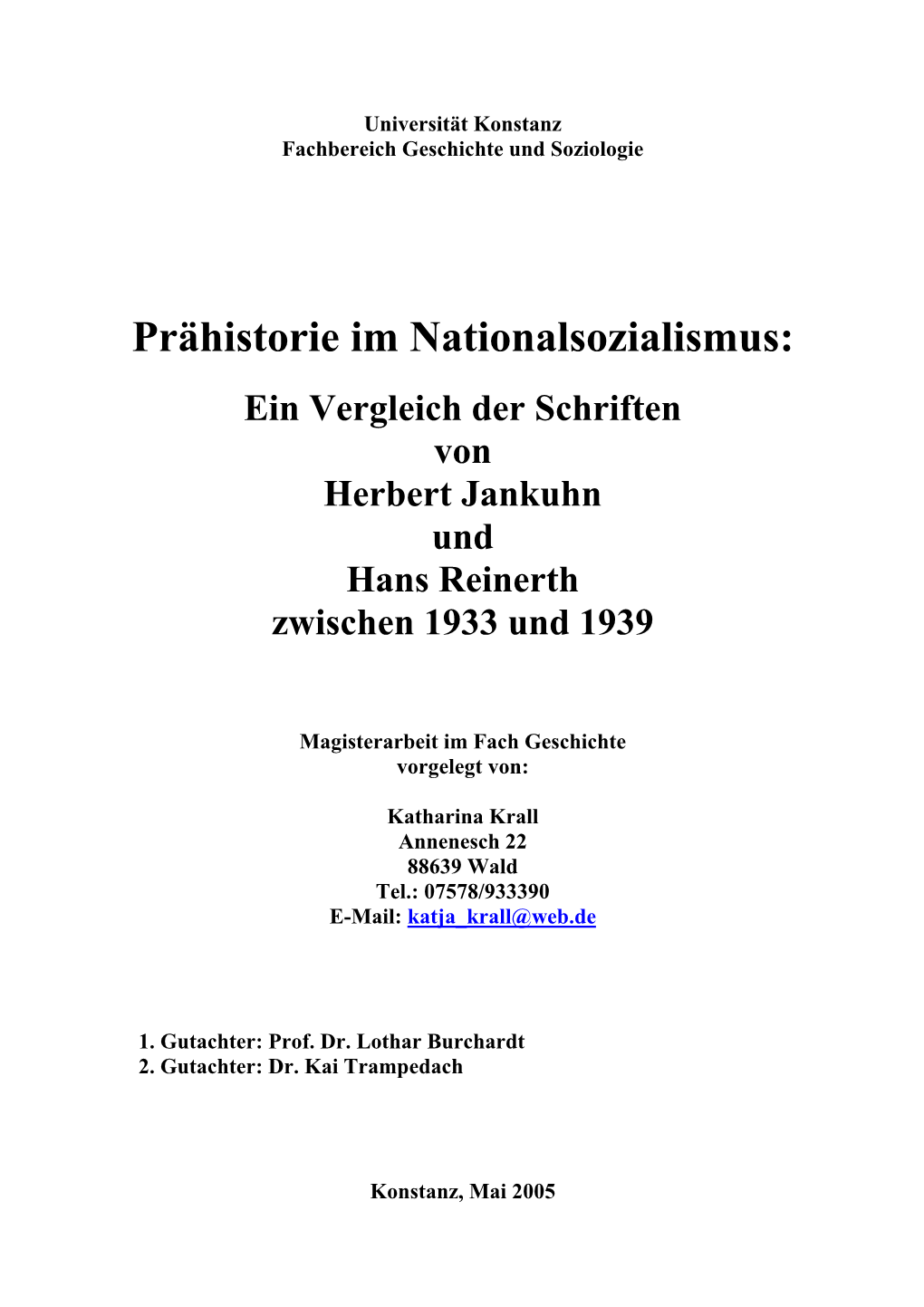 Prähistorie Im Nationalsozialismus