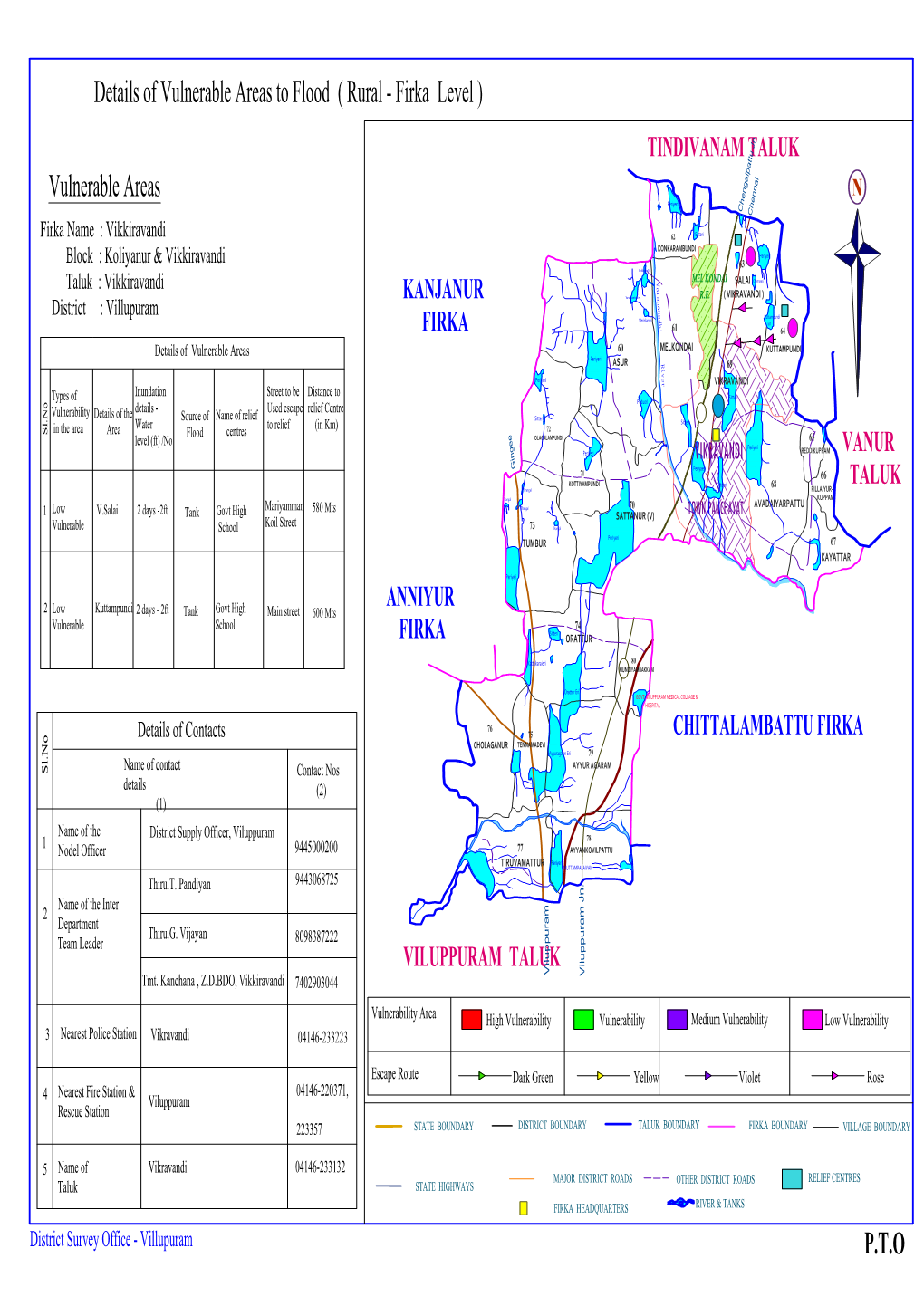 Details of Vulnerable Areas to Flood ( Rural - Firka Level ) TINDIVANAM TALUK Vulnerable Areas N Periyeri