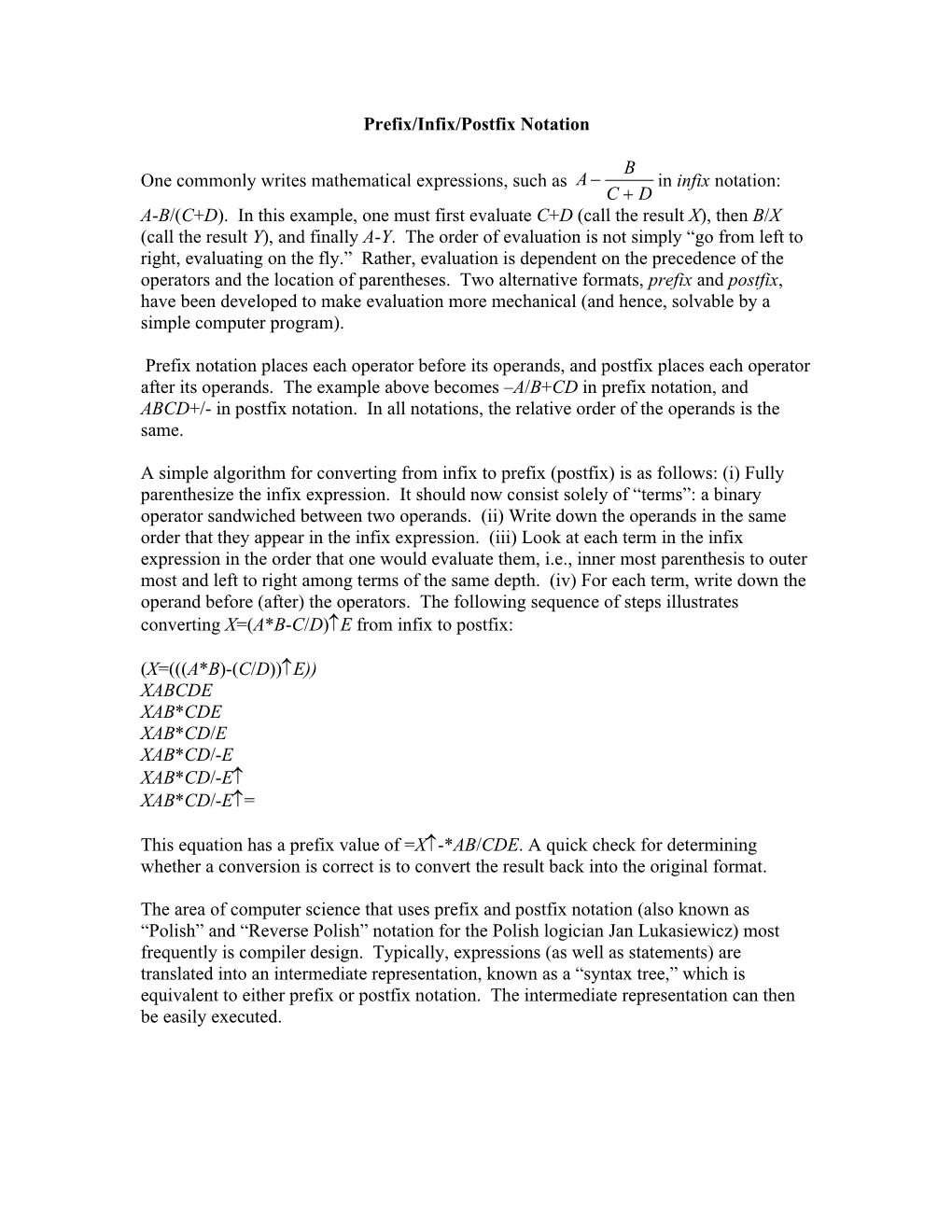 Prefix/Postfix/Infix Notation