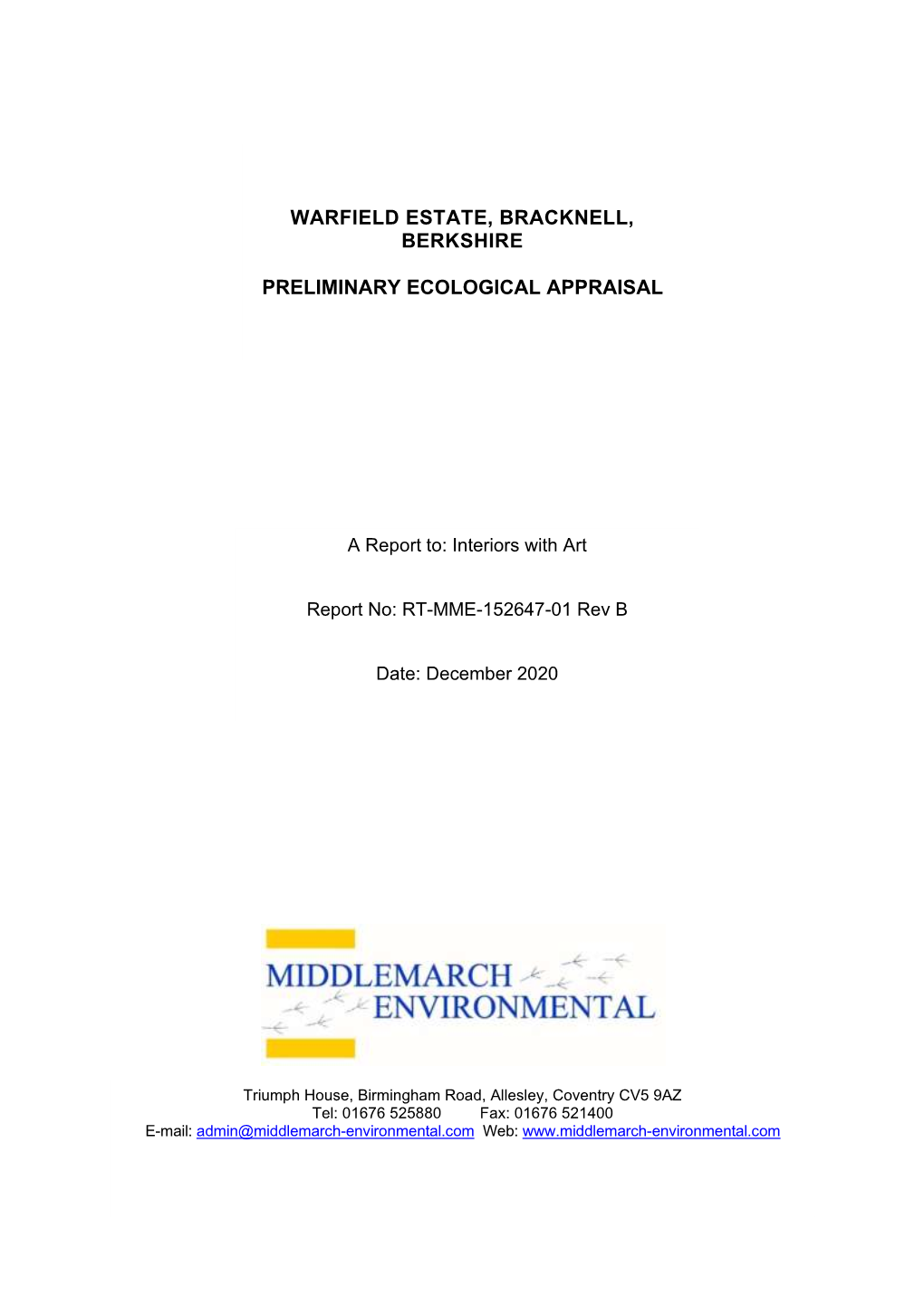 Warfield Estate, Bracknell, Berkshire Preliminary