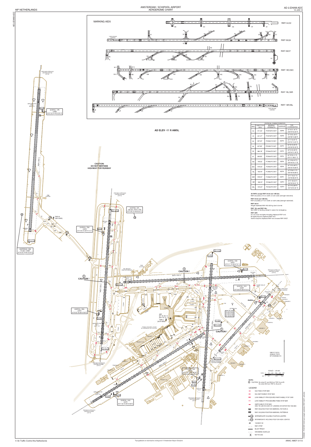 Amsterdam / Schiphol Airport Aerodrome Chart Ad 2.Eham-Adc