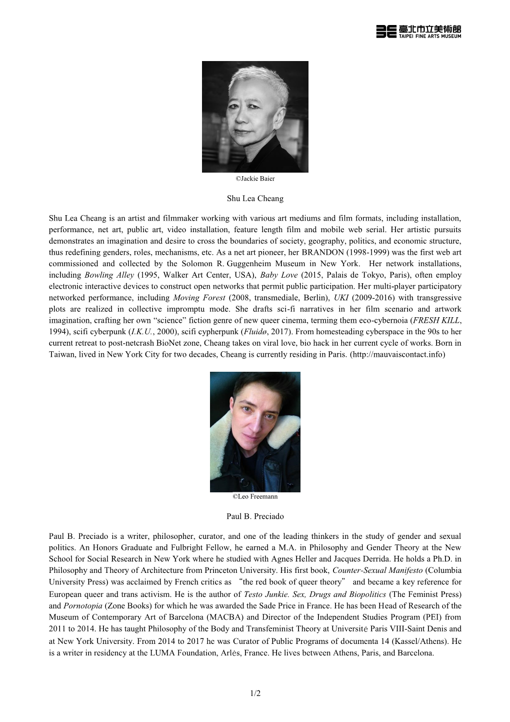 Taiwan Pavilion 2019 Artist and Curator Biography.Pdf